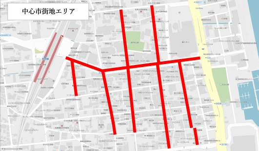 中心市街地エリアの地図