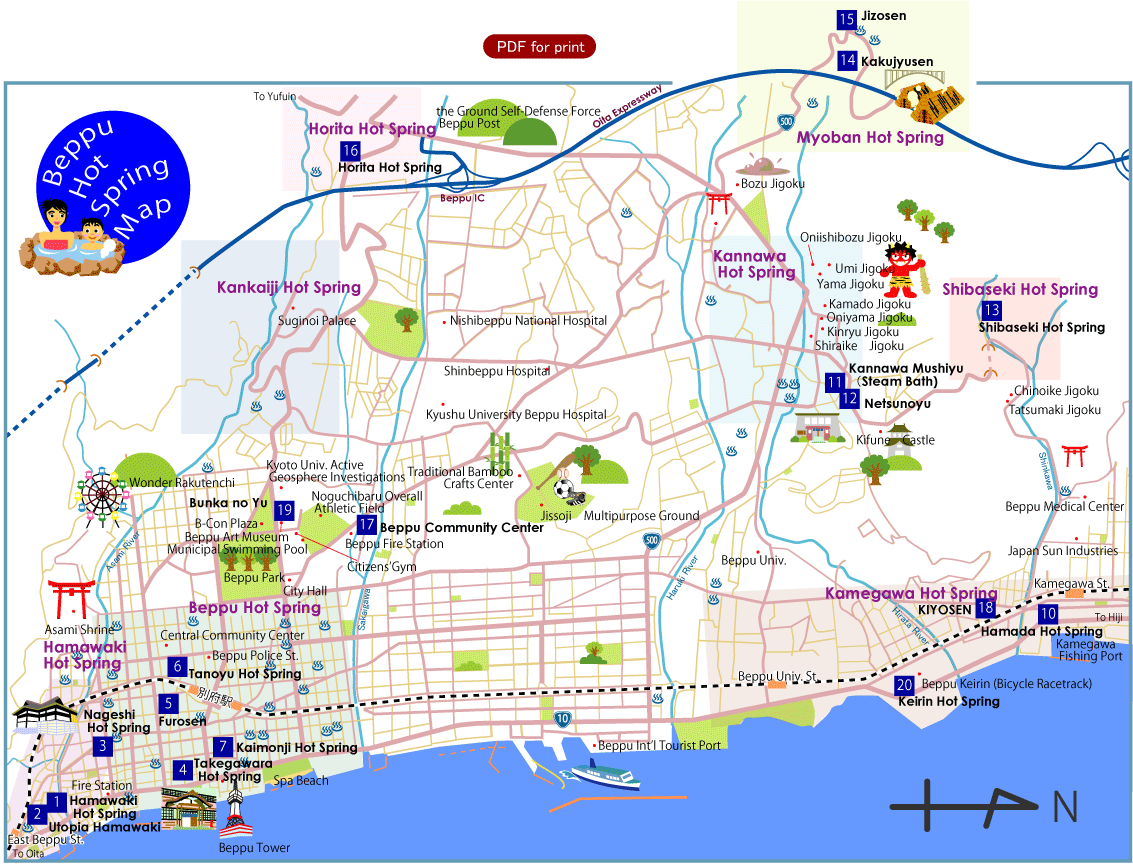 Beppu Onsen Map Image