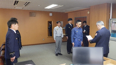 ドローン小隊員の任命式の写真